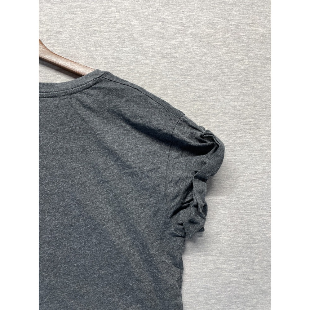 Wet Seal Cropped T Shirt Womens XL Charcoal Gray Cotton Cuffed Sleeves Raw Hem - Picture 8 of 13